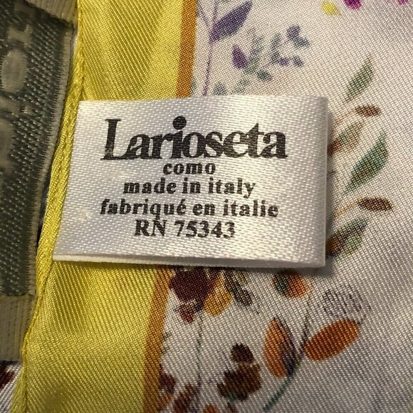 Barbieri Larioseta Made In Italy Yellow And White Silk Scarf - Picture 4 of 6